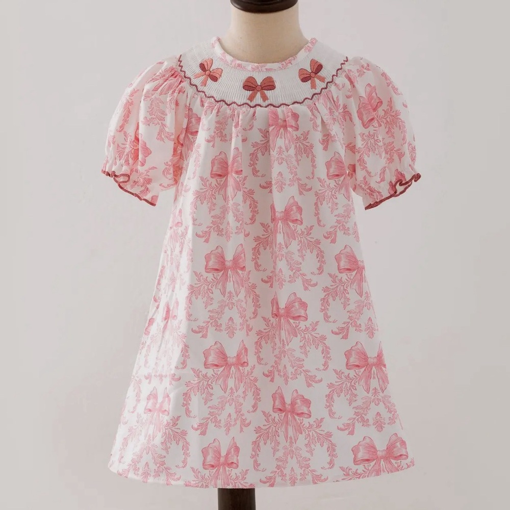 Blushing Bows Smocked Dress